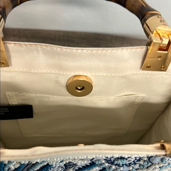 Made In India | Botanical Beaded Mini Tote w/ Bamboo Handles - Picture 10 of 13